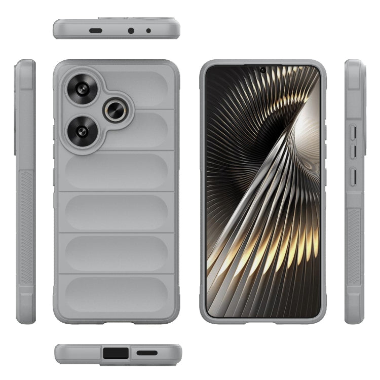For Xiaomi Redmi Turbo 3 5G Magic Shield TPU + Flannel Phone Case(Grey) - Xiaomi Cases by PMC TechLife | Online Shopping South Africa | PMC TechLife | Buy Now Pay Later Mobicred