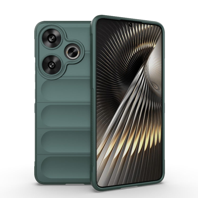 For Xiaomi Redmi Turbo 3 5G Magic Shield TPU + Flannel Phone Case(Dark Green) - Xiaomi Cases by PMC TechLife | Online Shopping South Africa | PMC TechLife | Buy Now Pay Later Mobicred
