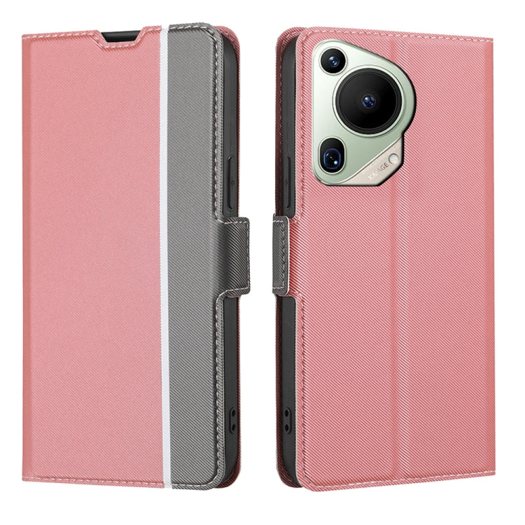 For Huawei Pura 70 Ultra 5G Twill Texture Side Button Leather Phone Case(Pink) - free shipping - PMC Jewellery - Order now!