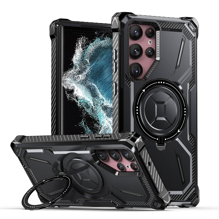 For Samsung Galaxy S22 Ultra 5G Armor Series Holder Phone Case(Black) - Galaxy S22 Ultra 5G Cases by PMC TechLife | Online Shopping South Africa | PMC TechLife