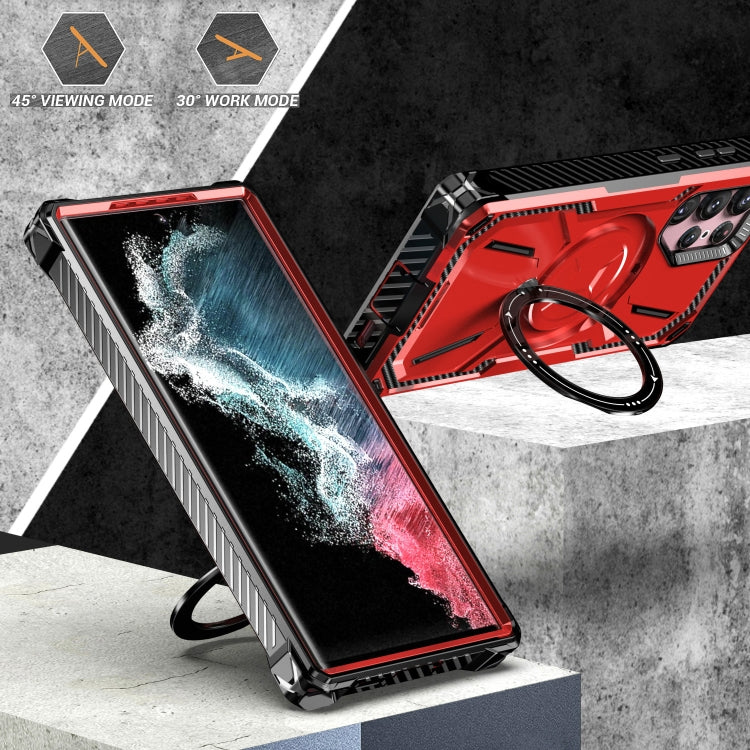 For Samsung Galaxy S22 Ultra 5G Armor Series Holder Phone Case(Black) - Galaxy S22 Ultra 5G Cases by PMC TechLife | Online Shopping South Africa | PMC TechLife