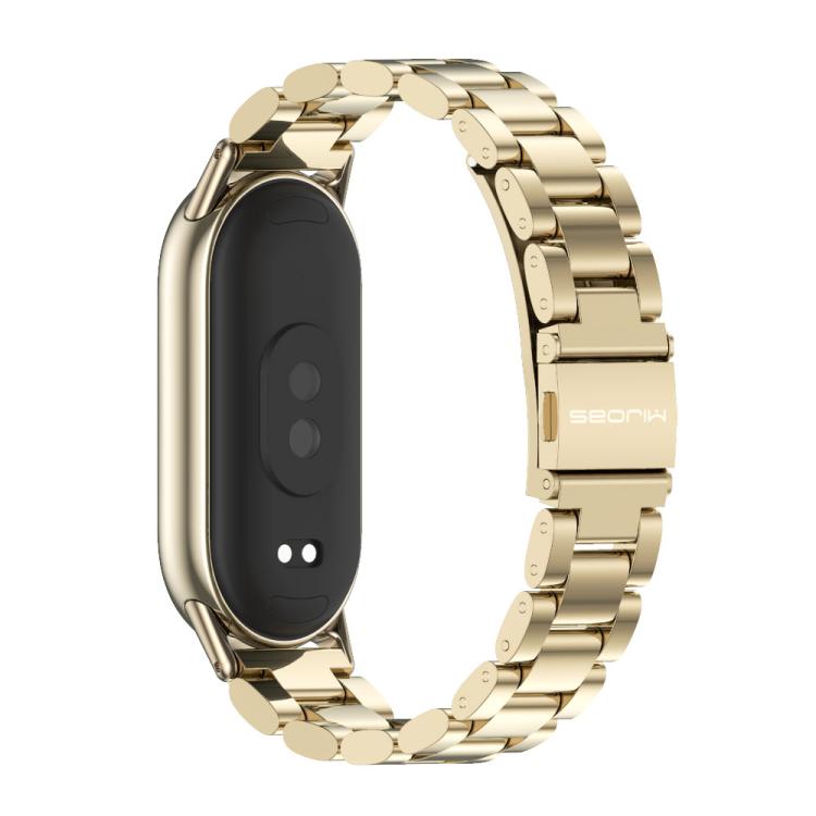 For Xiaomi Mi Band 8 / 9 / 9 NFC Mijobs Three Bead Stainless Steel Watch Band(Light Gold) - Watch Bands by MIJOBS | Online Shopping South Africa | PMC TechLife | Buy Now Pay Later Mobicred