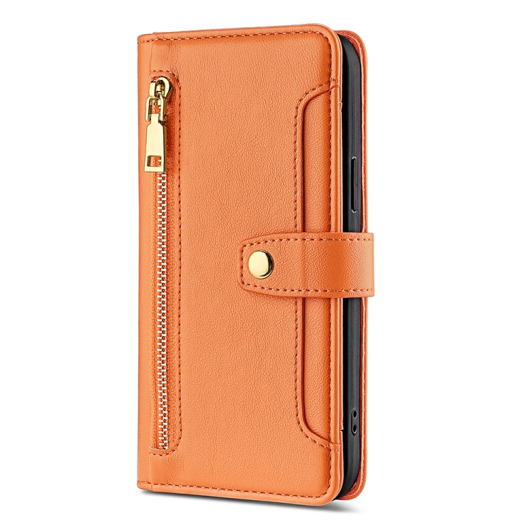 For Nokia G11 Plus Lite Sheep Texture Cross-body Zipper Wallet Leather Phone Case(Orange) - Nokia Cases by PMC TechLife | Online Shopping South Africa | PMC TechLife | Buy Now Pay Later Mobicred