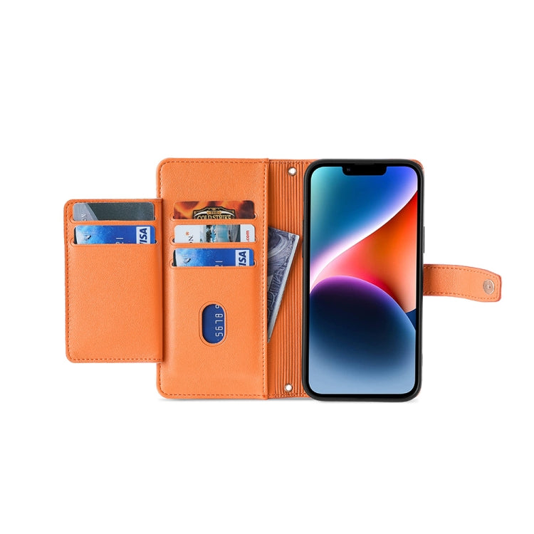 For Nokia G11 Plus Lite Sheep Texture Cross-body Zipper Wallet Leather Phone Case(Orange) - Nokia Cases by PMC TechLife | Online Shopping South Africa | PMC TechLife | Buy Now Pay Later Mobicred