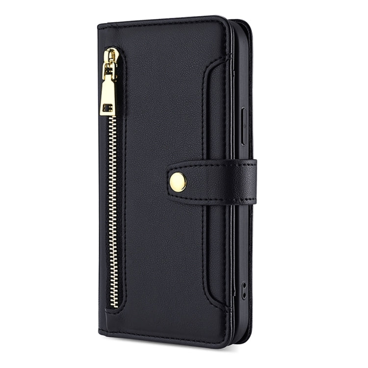 For Nokia G42 5G Lite Sheep Texture Cross-body Zipper Wallet Leather Phone Case(Black) - Nokia Cases by PMC TechLife | Online Shopping South Africa | PMC TechLife | Buy Now Pay Later Mobicred