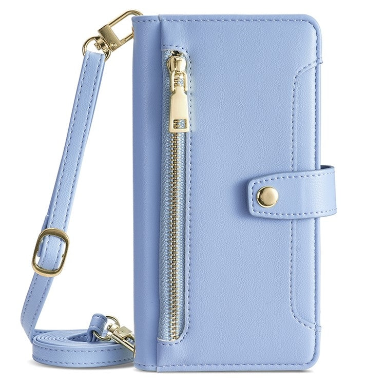 For Honor Play 60 Plus Sheep Texture Cross-body Zipper Wallet Leather Phone Case(Blue) - Honor Cases by PMC TechLife | Online Shopping South Africa | PMC TechLife | Buy Now Pay Later Mobicred