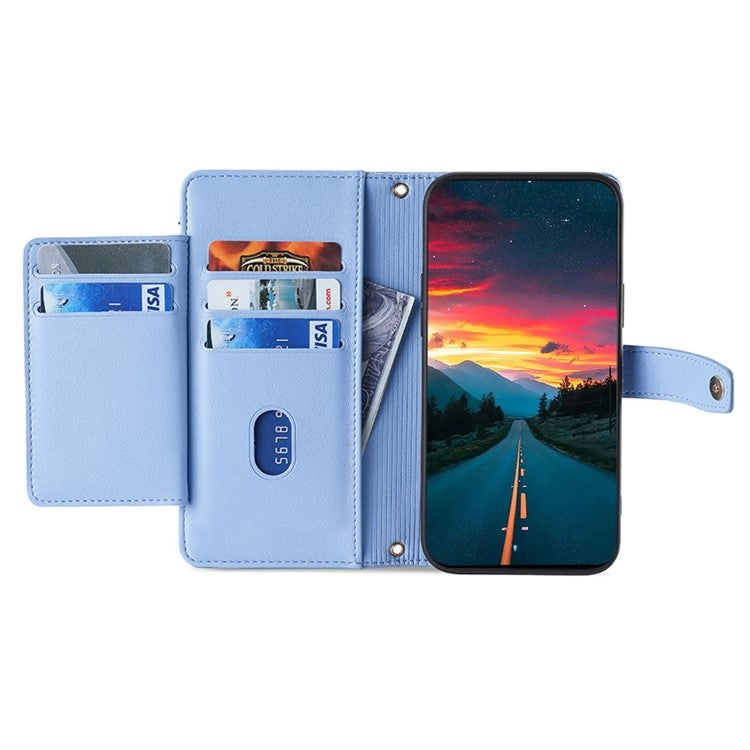 For Honor Play 60 Plus Sheep Texture Cross-body Zipper Wallet Leather Phone Case(Blue) - Honor Cases by PMC TechLife | Online Shopping South Africa | PMC TechLife | Buy Now Pay Later Mobicred