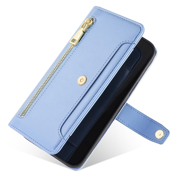 For Honor 200 5G Sheep Texture Cross-body Zipper Wallet Leather Phone Case(Blue) - Honor Cases by PMC TechLife | Online Shopping South Africa | PMC TechLife | Buy Now Pay Later Mobicred