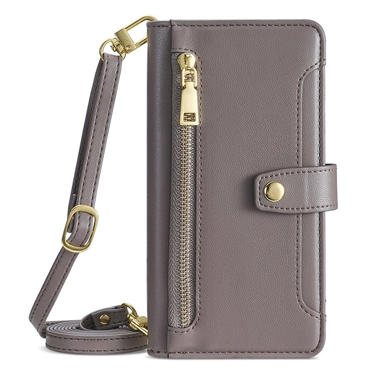 For Honor 200 Pro 5G Sheep Texture Cross-body Zipper Wallet Leather Phone Case(Grey) - Honor Cases by PMC TechLife | Online Shopping South Africa | PMC TechLife | Buy Now Pay Later Mobicred