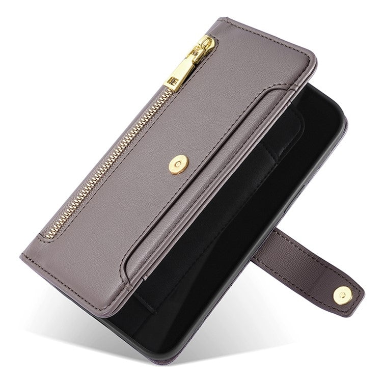 For Honor 200 Pro 5G Sheep Texture Cross-body Zipper Wallet Leather Phone Case(Grey) - Honor Cases by PMC TechLife | Online Shopping South Africa | PMC TechLife | Buy Now Pay Later Mobicred