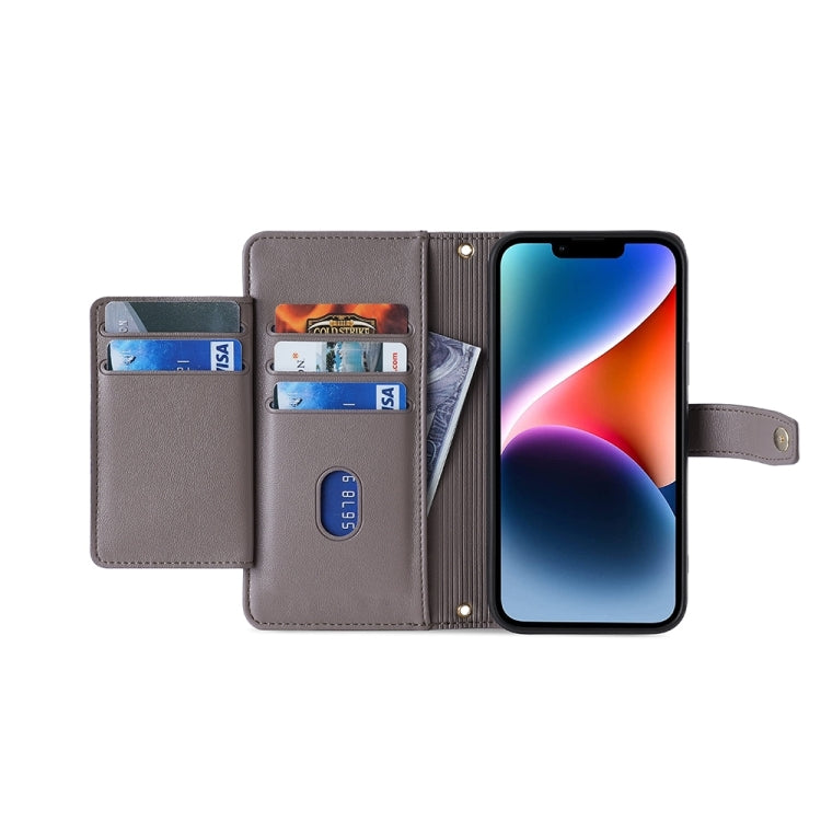 For OnePlus Ace 2 Pro Sheep Texture Cross-body Zipper Wallet Leather Phone Case(Grey) - OnePlus Cases by PMC TechLife | Online Shopping South Africa | PMC TechLife | Buy Now Pay Later Mobicred