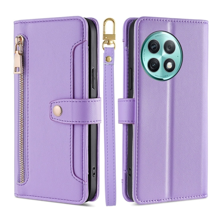 For OnePlus Ace 2 Pro Sheep Texture Cross-body Zipper Wallet Leather Phone Case(Purple) - free shipping - PMC TechLife - Order now!