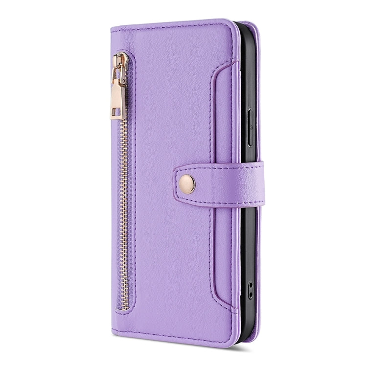 For OnePlus Ace 2 Pro Sheep Texture Cross-body Zipper Wallet Leather Phone Case(Purple) - free shipping - PMC TechLife - Order now!