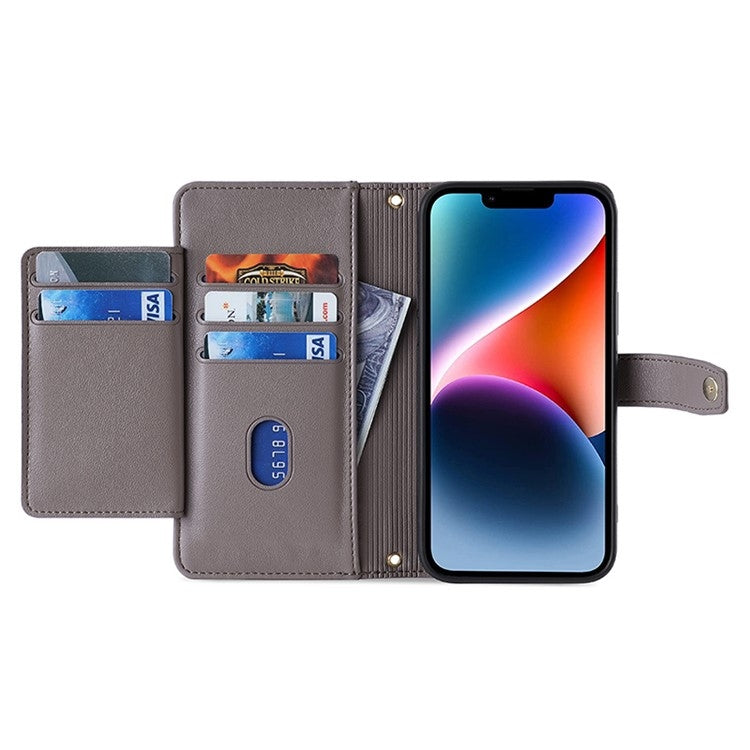 For Huawei nova 12i 4G Sheep Texture Cross-body Zipper Wallet Leather Phone Case(Grey) - Huawei Cases by PMC TechLife | Online Shopping South Africa | PMC TechLife | Buy Now Pay Later Mobicred