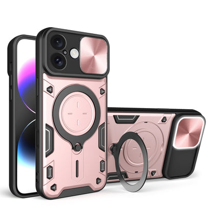 For iPhone 16 CD Texture Sliding Camshield Magnetic Holder Phone Case(Pink) - iPhone 16 Cases by PMC Jewellery | Online Shopping South Africa | PMC Jewellery | Buy Now Pay Later Mobicred