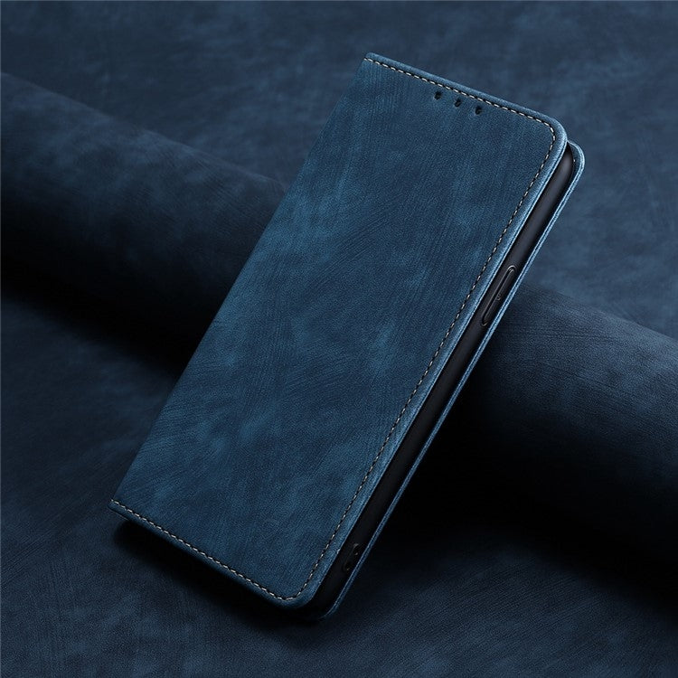 For Honor Magic6 Pro RFID Anti-theft Brush Magnetic Leather Phone Case(Blue) - Honor Cases by PMC Jewellery | Online Shopping South Africa | PMC Jewellery | Buy Now Pay Later Mobicred