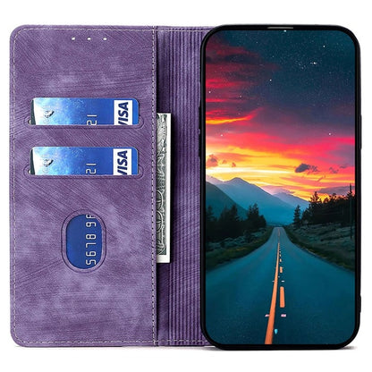 For Honor Magic6 Pro RFID Anti-theft Brush Magnetic Leather Phone Case(Purple) - Honor Cases by PMC Jewellery | Online Shopping South Africa | PMC Jewellery | Buy Now Pay Later Mobicred