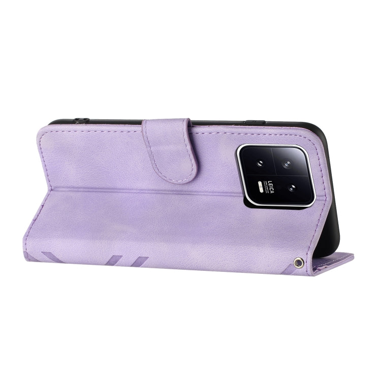 For Xiaomi 13 Line Pattern Skin Feel Leather Phone Case(Light Purple) - 13 Cases by PMC TechLife | Online Shopping South Africa | PMC TechLife | Buy Now Pay Later Mobicred