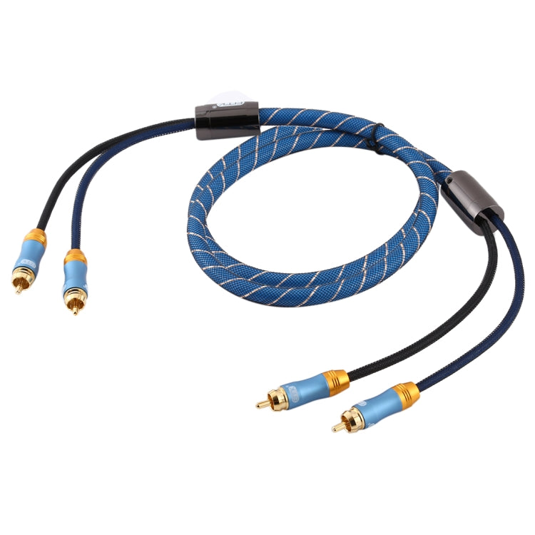 EMK 2 x RCA Male to 2 x RCA Male Gold Plated Connector Nylon Braid Coaxial Audio Cable for TV / Amplifier / Home Theater / DVD, Cable Length:1.5m(Dark Blue) - Audio Optical Cables by EMK | Online Shopping South Africa | PMC Jewellery | Buy Now Pay Later Mobicred