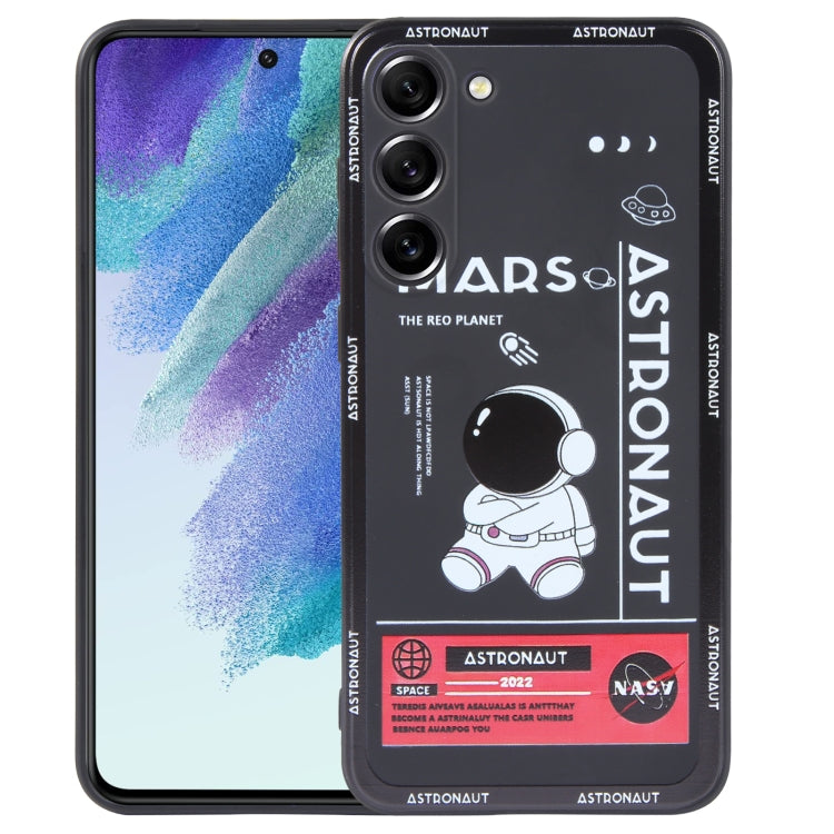 For Samsung Galaxy S21 FE 5G Astronaut Pattern Silicone Straight Edge Phone Case(Mars Astronaut-Black) - Galaxy Phone Cases by PMC TechLife | Online Shopping South Africa | PMC TechLife | Buy Now Pay Later Mobicred