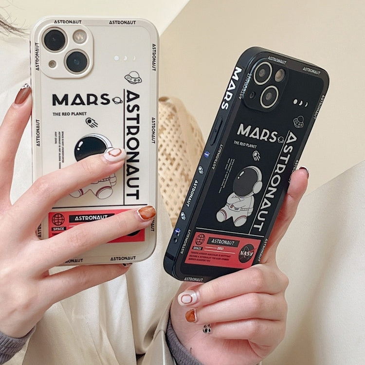 For Samsung Galaxy S21 FE 5G Astronaut Pattern Silicone Straight Edge Phone Case(Mars Astronaut-Black) - Galaxy Phone Cases by PMC TechLife | Online Shopping South Africa | PMC TechLife | Buy Now Pay Later Mobicred