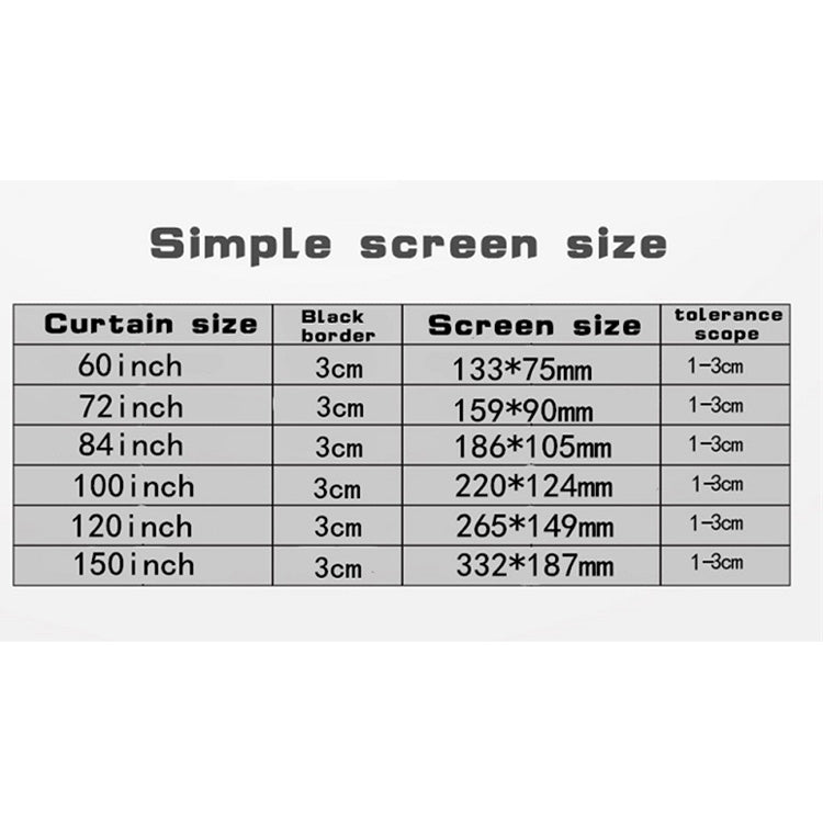 Simple Folding Thin Polyester Projector Film Curtain, Size:150 inch 16:9 - Film Curtains by PMC TechLife | Online Shopping South Africa | PMC TechLife | Buy Now Pay Later Mobicred