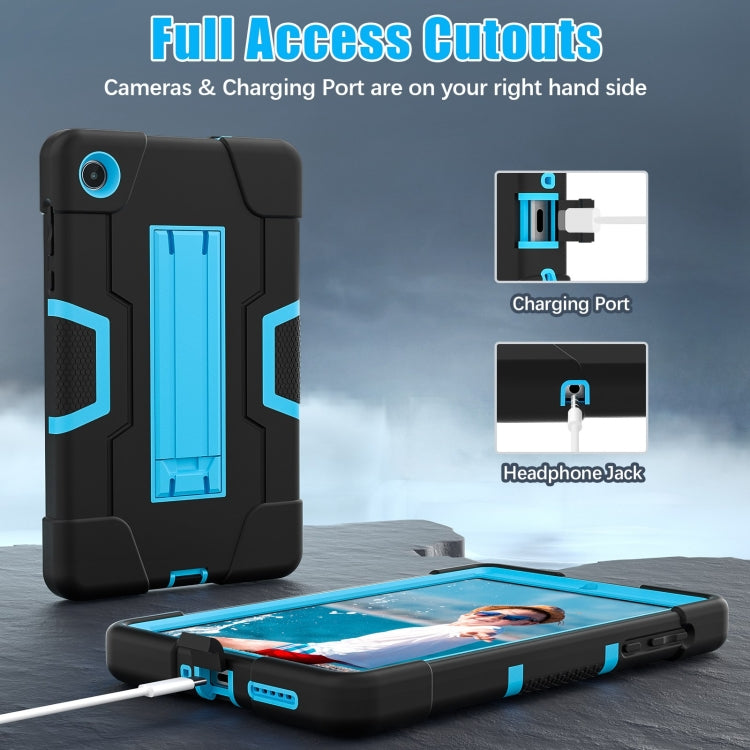 For Lenovo Tab M8 4th Gen Contrast Color Silicone Hybrid PC Tablet Case with Holder(Black Blue) - Lenovo by PMC TechLife | Online Shopping South Africa | PMC TechLife | Buy Now Pay Later Mobicred