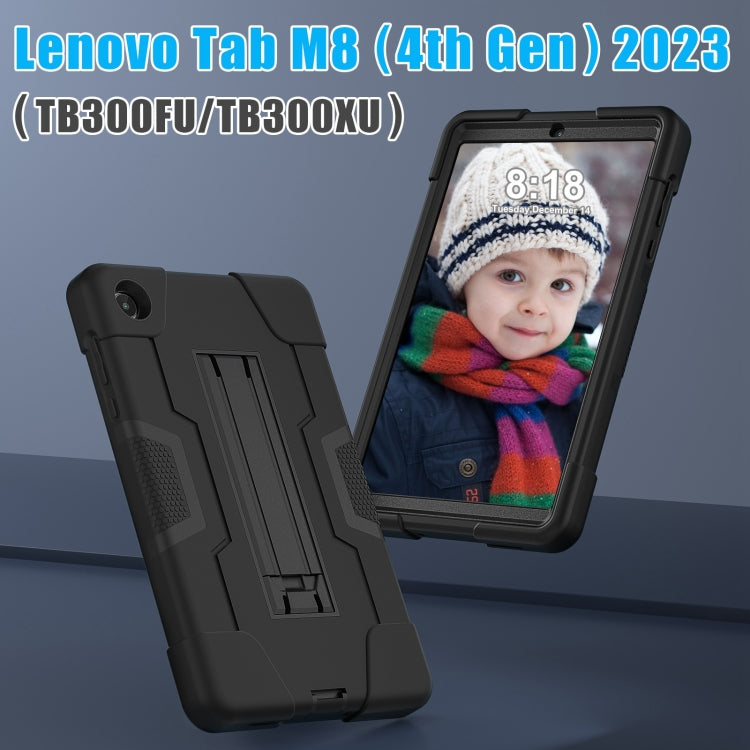 For Lenovo Tab M8 4th Gen Contrast Color Silicone Hybrid PC Tablet Case with Holder(Black) - Lenovo by PMC TechLife | Online Shopping South Africa | PMC TechLife | Buy Now Pay Later Mobicred