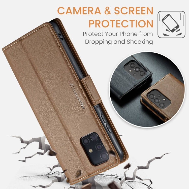 For Samsung Galaxy A51 4G/M40s CaseMe 023 Butterfly Buckle Litchi Texture RFID Anti-theft Leather Phone Case(Brown) - Galaxy Phone Cases by CaseMe | Online Shopping South Africa | PMC Jewellery | Buy Now Pay Later Mobicred