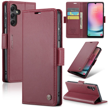 For Samsung Galaxy A24 4G CaseMe 023 Butterfly Buckle Litchi Texture RFID Anti-theft Leather Phone Case(Wine Red) - Galaxy Phone Cases by CaseMe | Online Shopping South Africa | PMC Jewellery | Buy Now Pay Later Mobicred