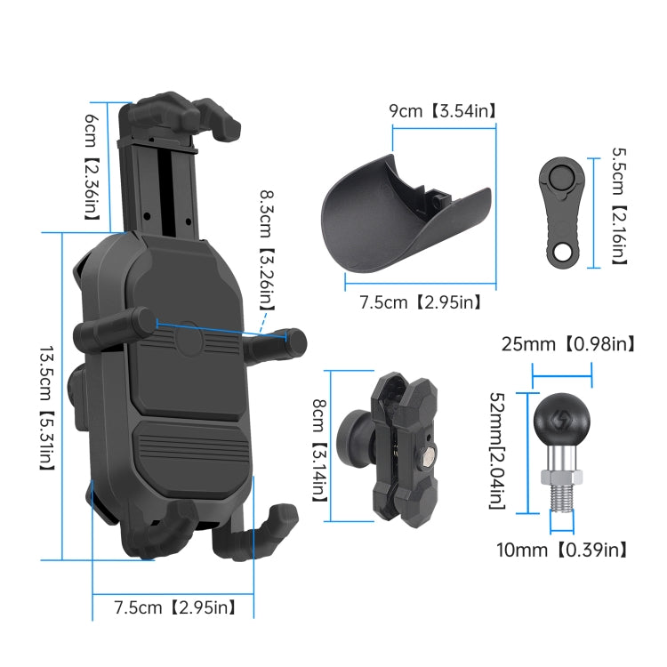 WUPP ZH-1848A2 Motorcycle Shock Absorption Riding Phone Navigation Holder, Style:M10 Ball Joint - Holder by WUPP | Online Shopping South Africa | PMC TechLife | Buy Now Pay Later Mobicred
