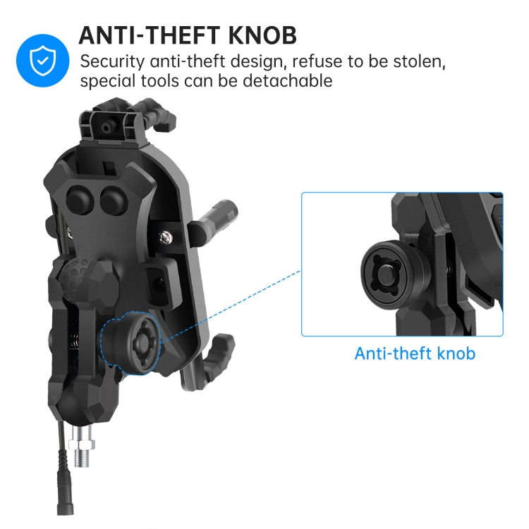 WUPP ZH-1848B2 15W Motorcycle Wireless Fast Charging Phone Navigation Holder, Style:M10 Ball Joint - Holder by WUPP | Online Shopping South Africa | PMC TechLife | Buy Now Pay Later Mobicred