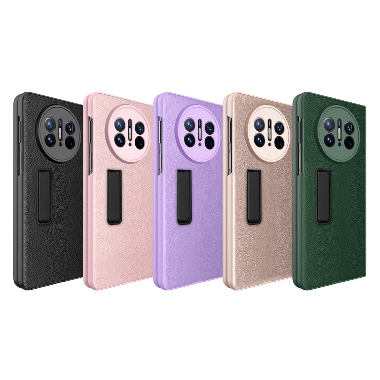 For Huawei Mate X3 Litchi Texture Integrated Shockproof Phone Case with Holder(Pink) - Huawei Cases by PMC TechLife | Online Shopping South Africa | PMC TechLife | Buy Now Pay Later Mobicred