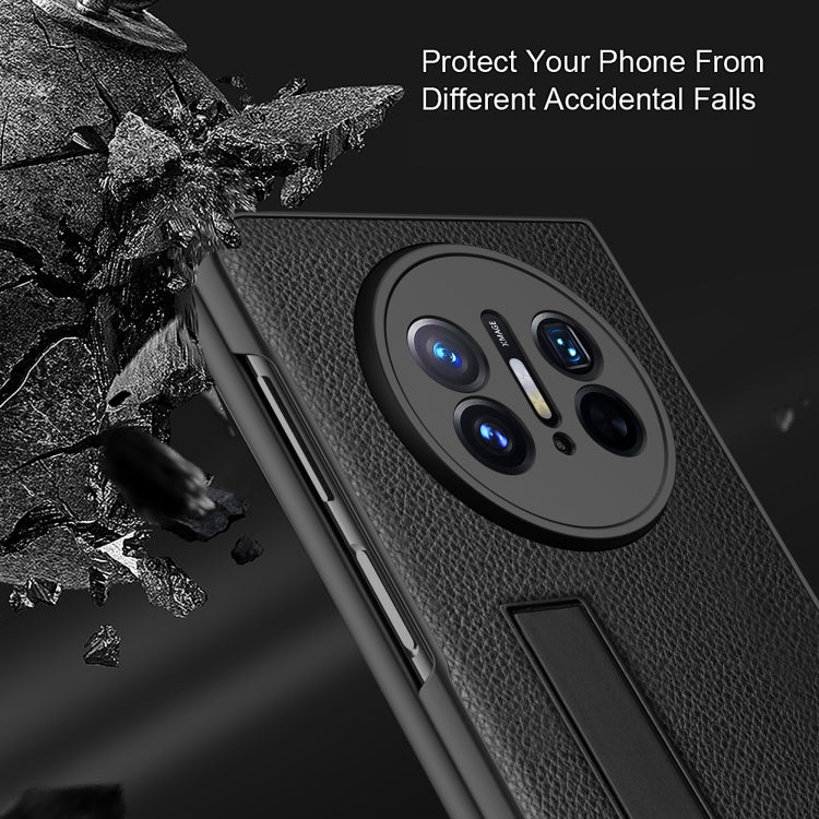 For Huawei Mate X3 Litchi Texture Integrated Shockproof Phone Case with Holder(Pink) - Huawei Cases by PMC TechLife | Online Shopping South Africa | PMC TechLife | Buy Now Pay Later Mobicred