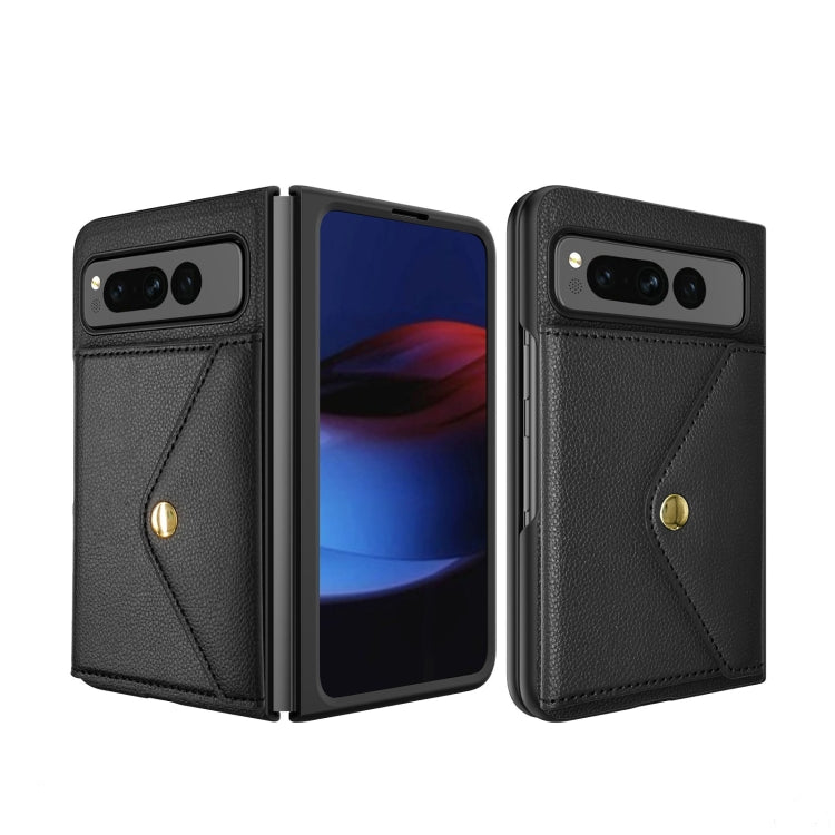 For Google Pixel Fold Litchi Texture Integrated Phone Case with Card Bag(Black) - Google Cases by PMC TechLife | Online Shopping South Africa | PMC TechLife | Buy Now Pay Later Mobicred