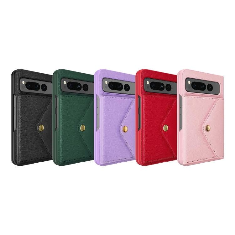 For Google Pixel Fold Litchi Texture Integrated Phone Case with Card Bag(Pink) - Google Cases by PMC TechLife | Online Shopping South Africa | PMC TechLife | Buy Now Pay Later Mobicred