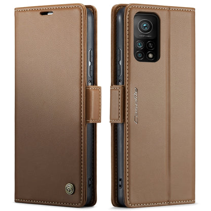 For Xiaomi Mi 10T 5G／10T Pro 5G CaseMe 023 Butterfly Buckle Litchi Texture RFID Anti-theft Leather Phone Case(Brown) - Xiaomi Cases by CaseMe | Online Shopping South Africa | PMC Jewellery | Buy Now Pay Later Mobicred