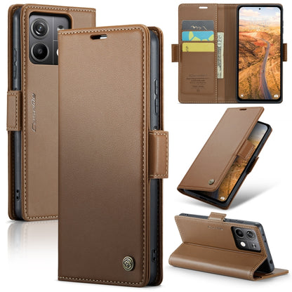 For Xiaomi Redmi Note 13 5G CaseMe 023 Butterfly Buckle Litchi Texture RFID Anti-theft Leather Phone Case(Brown) - Xiaomi Cases by CaseMe | Online Shopping South Africa | PMC Jewellery | Buy Now Pay Later Mobicred