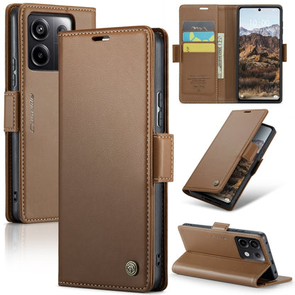 For Xiaomi Poco X6 5G CaseMe 023 Butterfly Buckle Litchi Texture RFID Anti-theft Leather Phone Case(Brown) - Xiaomi Cases by CaseMe | Online Shopping South Africa | PMC Jewellery | Buy Now Pay Later Mobicred