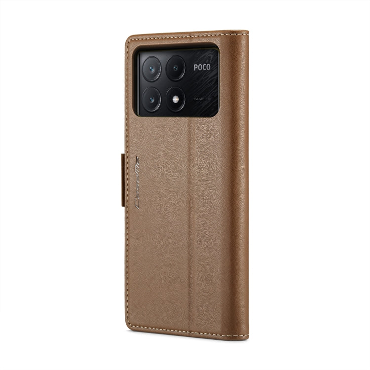 For Xiaomi Poco X6 Pro 5G/Redmi K70E 5G CaseMe 023 Butterfly Buckle Litchi Texture RFID Anti-theft Leather Phone Case(Brown) - K70E Cases by CaseMe | Online Shopping South Africa | PMC Jewellery | Buy Now Pay Later Mobicred