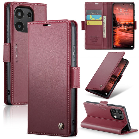 For Xiaomi Redmi Note 13 4G CaseMe 023 Butterfly Buckle Litchi Texture RFID Anti-theft Leather Phone Case(Wine Red) - Xiaomi Cases by CaseMe | Online Shopping South Africa | PMC Jewellery | Buy Now Pay Later Mobicred