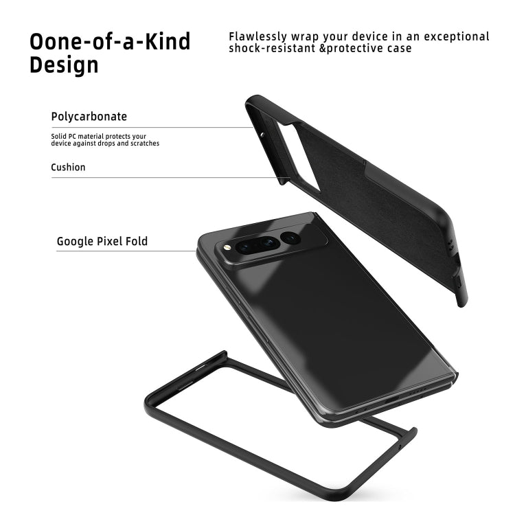 For Google Pixel Fold Litchi Texture Integrated Shockproof Phone Case with Holder(Purple) - Google Cases by PMC TechLife | Online Shopping South Africa | PMC TechLife | Buy Now Pay Later Mobicred