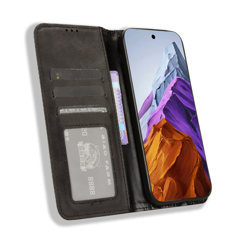 For Google Pixel 9 Magnetic Buckle Retro Texture Leather Phone Case(Black) - Google Cases by PMC TechLife | Online Shopping South Africa | PMC TechLife | Buy Now Pay Later Mobicred