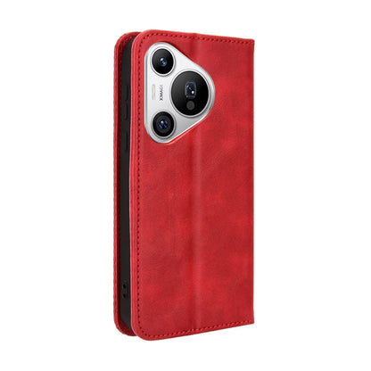 For Huawei Pura 70 Magnetic Buckle Retro Texture Leather Phone Case(Red) - Huawei Cases by PMC Jewellery | Online Shopping South Africa | PMC Jewellery | Buy Now Pay Later Mobicred