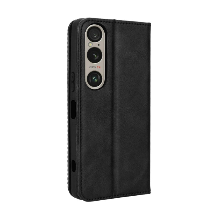 For Sony Xperia 1 VI 2024 Magnetic Buckle Retro Texture Leather Phone Case(Black) - Sony Cases by PMC Jewellery | Online Shopping South Africa | PMC Jewellery | Buy Now Pay Later Mobicred