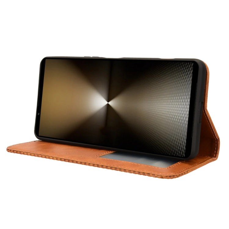 For Sony Xperia 1 VI 2024 Magnetic Buckle Retro Texture Leather Phone Case(Brown) - Sony Cases by PMC Jewellery | Online Shopping South Africa | PMC Jewellery | Buy Now Pay Later Mobicred