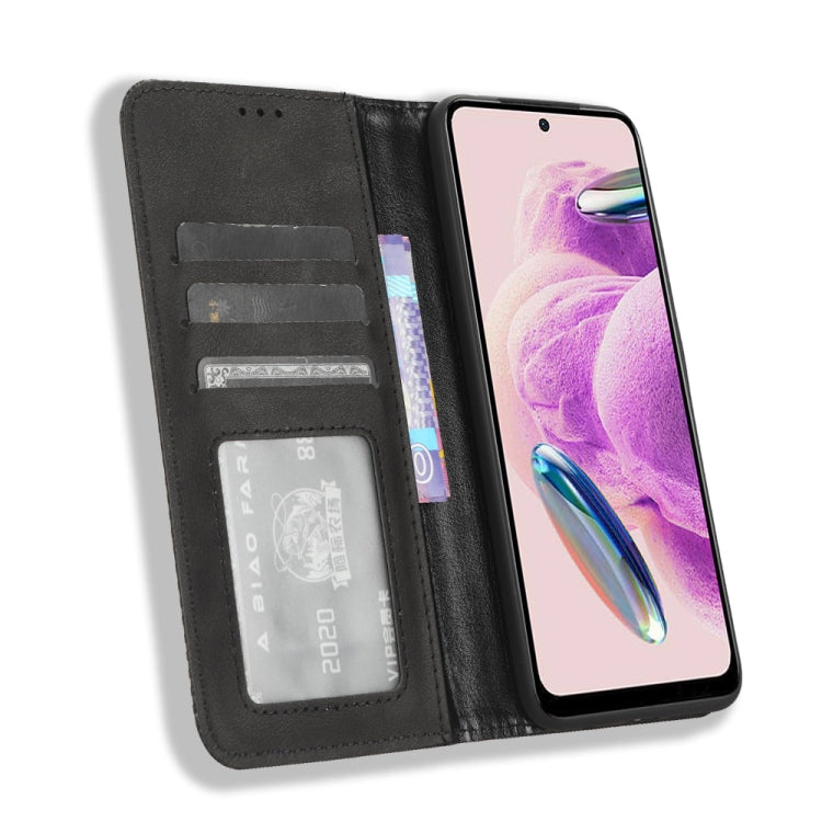 For Xiaomi Redmi Note 12S 4G Magnetic Buckle Retro Texture Leather Phone Case(Black) - free shipping - PMC TechLife - Order now!