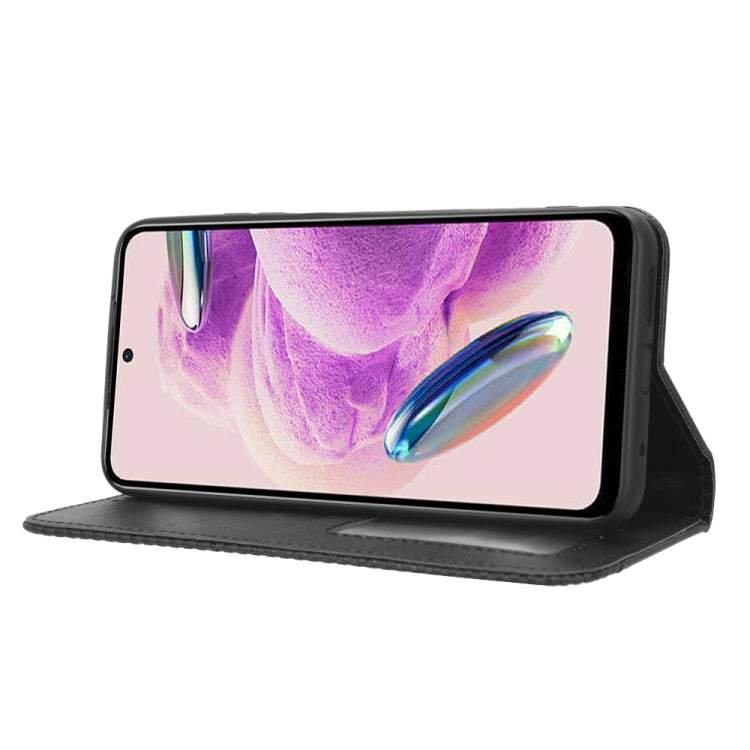 For Xiaomi Redmi Note 12S 4G Magnetic Buckle Retro Texture Leather Phone Case(Black) - free shipping - PMC TechLife - Order now!