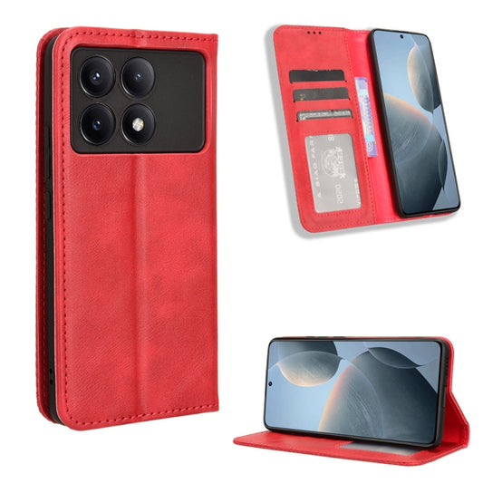 For Xiaomi Redmi K70 / K70 Pro Magnetic Buckle Retro Texture Leather Phone Case(Red) - K70 Pro Cases by PMC Jewellery | Online Shopping South Africa | PMC Jewellery | Buy Now Pay Later Mobicred