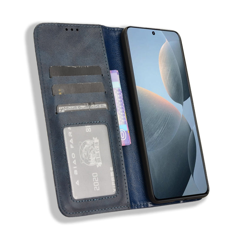 For Xiaomi Redmi K70 / K70 Pro Magnetic Buckle Retro Texture Leather Phone Case(Blue) - Xiaomi Cases by PMC Jewellery | Online Shopping South Africa | PMC Jewellery | Buy Now Pay Later Mobicred